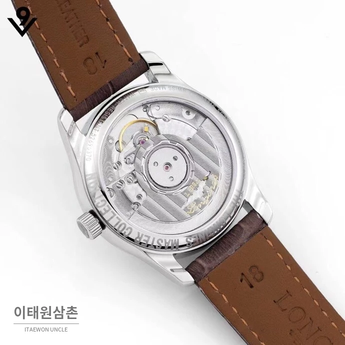 론진 마스터컬렉션 자개다이얼 다이아몬드 문페이즈 오토매틱 34mm 화이트 브라운 가죽 스트랩