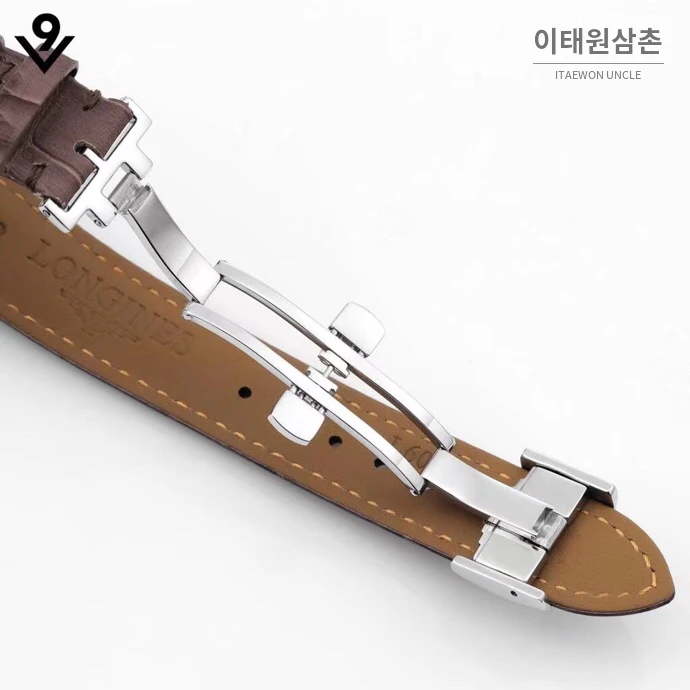 론진 마스터컬렉션 자개다이얼 다이아몬드 문페이즈 오토매틱 34mm 화이트 브라운 가죽 스트랩