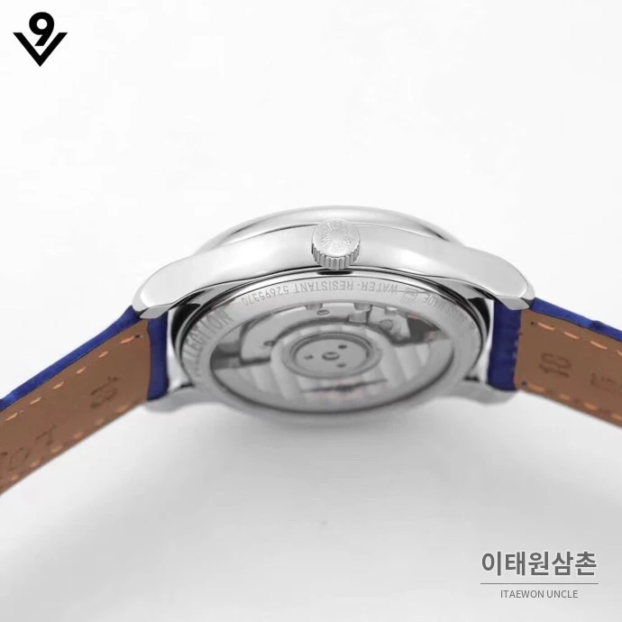 론진 마스터컬렉션 자개다이얼 다이아몬드 문페이즈 오토매틱 34mm 화이트 블루 가죽 스트랩