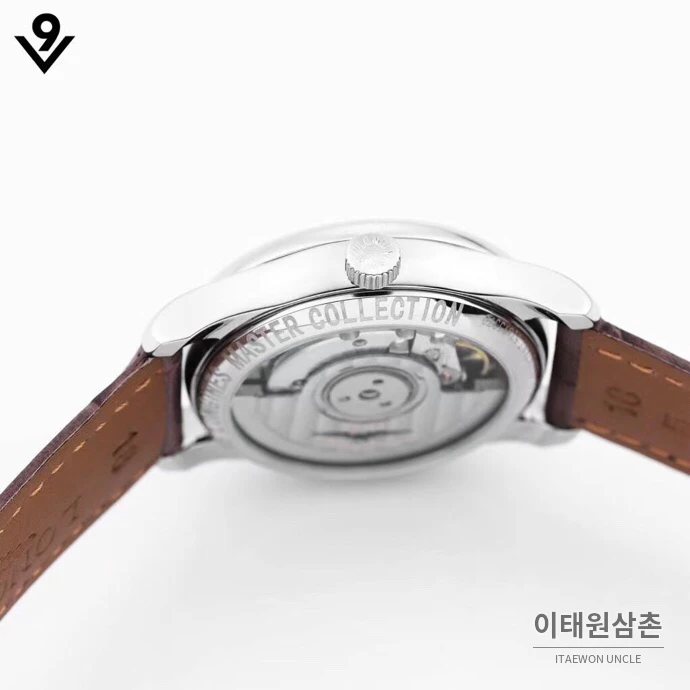 론진 마스터컬렉션 자개다이얼 다이아몬드 문페이즈 오토매틱 34mm 화이트 브라운 가죽 스트랩
