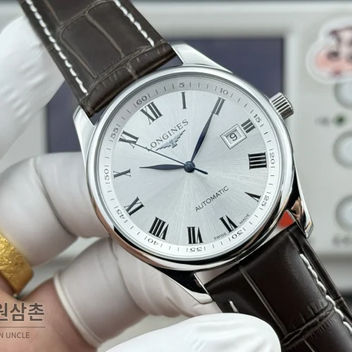 론진 마스터컬렉션 실버로만다이얼 오토매틱 40mm 브라운 가죽 스트랩 론진 마스터컬렉션 실버로만다이얼 오토매틱 40mm 브라운 가죽 스트랩