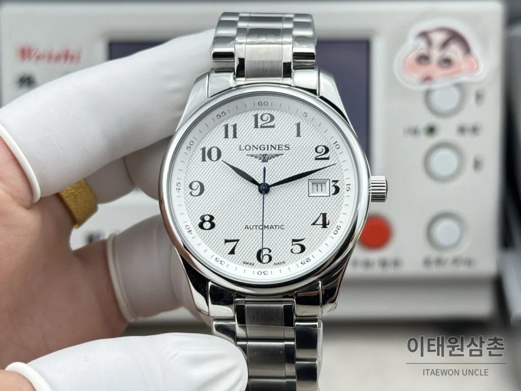론진 마스터컬렉션 실버로만다이얼 오토매틱 40mm 브라운 가죽 스트랩 (2)