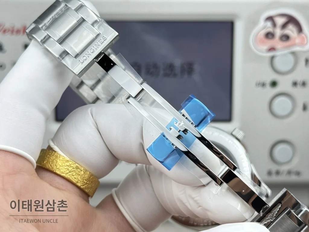 론진 마스터컬렉션 실버로만다이얼 오토매틱 40mm 네이비 가죽 스트랩