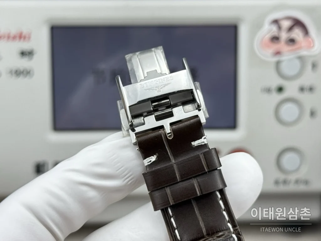 론진 마스터컬렉션 실버로만다이얼 오토매틱 40mm 브라운 가죽 스트랩