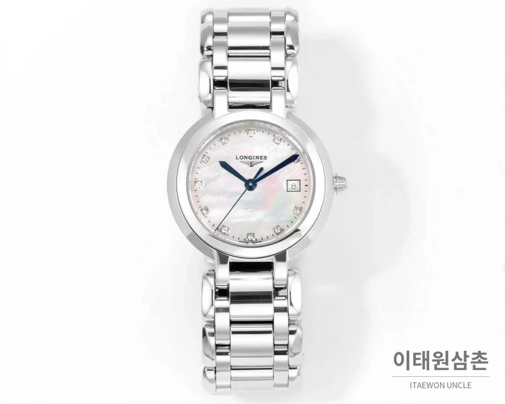 론진 프리마루나 스틸 화이트자개 로만인덱스 블루핸즈 쿼츠 30mm 자개 다이얼