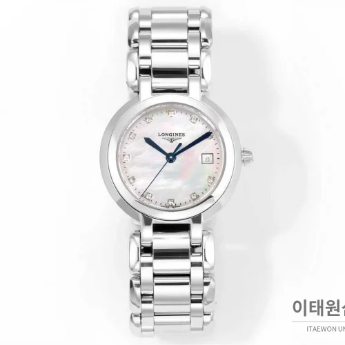 론진 프리마루나 스틸 화이트자개 로만인덱스 블루핸즈 쿼츠 30mm 자개 다이얼