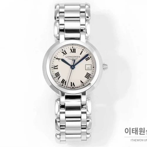 론진 프리마루나 스틸 화이트자개 로만인덱스 블루핸즈 쿼츠 30mm 샴페인 다이얼
