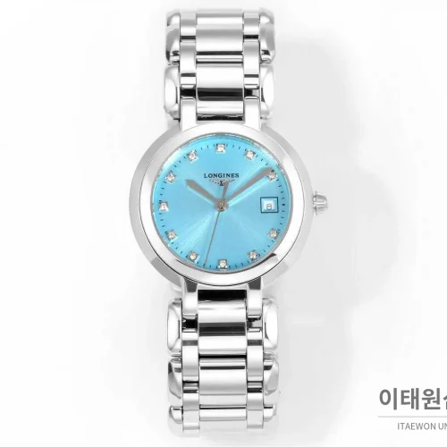 론진 프리마루나 스틸 화이트자개 로만인덱스 블루핸즈 쿼츠 30mm 아이스블루 다이얼