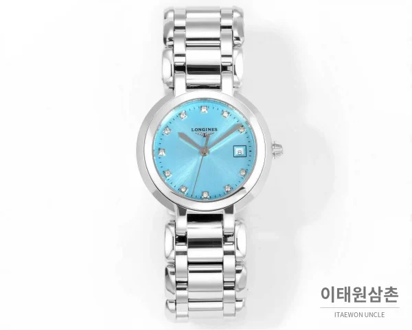 롱진 프리마루나 스틸 화이트자개 로만인덱스 블루핸즈 쿼츠 30mm 론진 프리마루나 스틸 화이트자개 로만인덱스 블루핸즈 쿼츠 30mm 아이스블루 다이얼