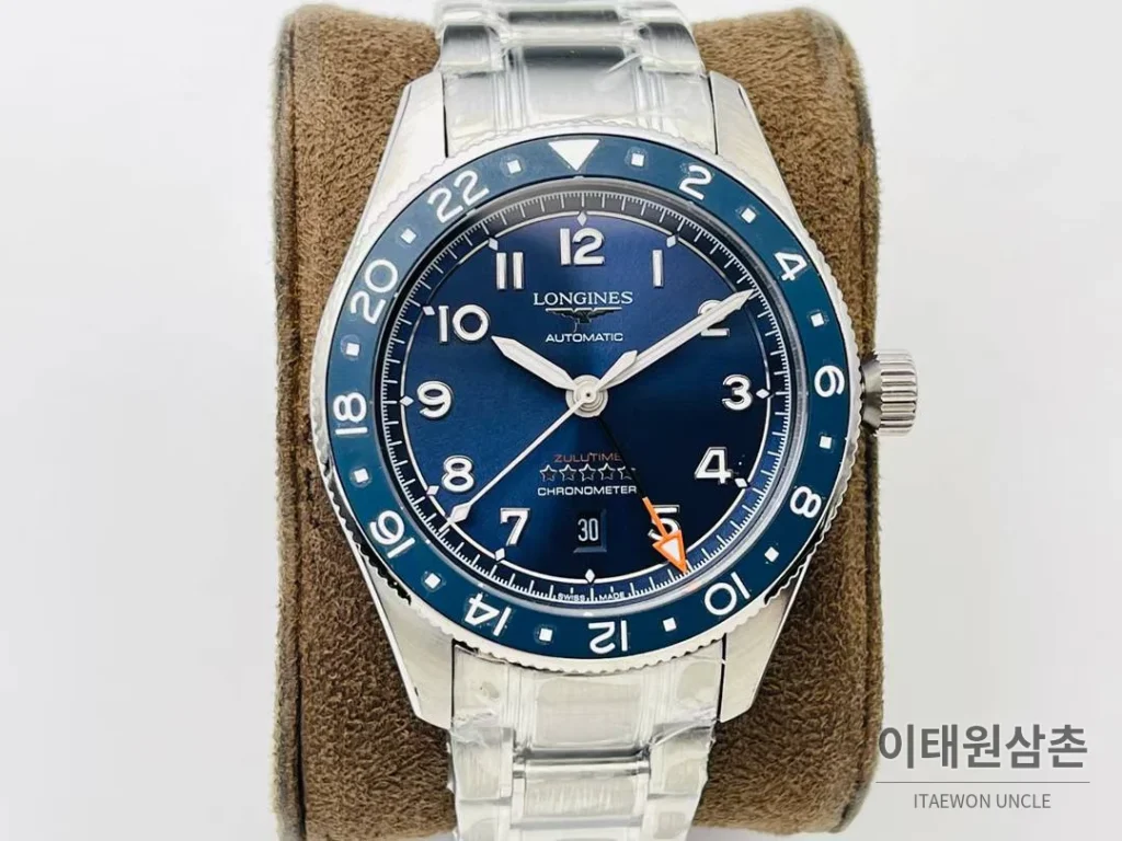론진 스피릿 Zulu Time GMT 세라믹 베젤 블랙다이얼 오토매틱 42mm 스틸 브레이슬릿 (2)