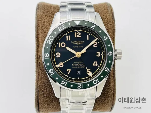 론진 스피릿 Zulu Time GMT 세라믹 베젤 블랙다이얼 오토매틱 42mm 스틸 브레이슬릿 (3)