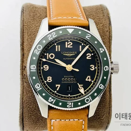 론진 스피릿 Zulu Time GMT 세라믹 베젤 블랙다이얼 오토매틱 42mm (4) 론진 스피릿 Zulu Time GMT 세라믹 베젤 블랙다이얼 오토매틱 42mm 브라운 가죽 스트랩