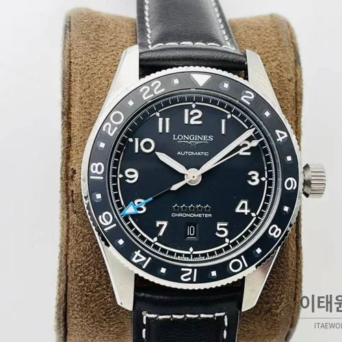 론진 스피릿 Zulu Time GMT 세라믹 베젤 블랙다이얼 오토매틱 42mm (6) 론진 스피릿 Zulu Time GMT 세라믹 베젤 블랙다이얼 오토매틱 42mm 블랙 가죽 스트랩