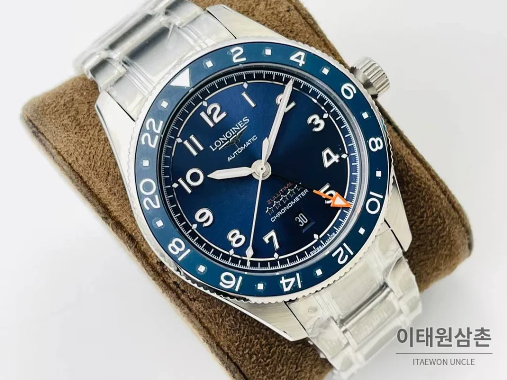 론진 스피릿 Zulu Time GMT 세라믹 베젤 블랙다이얼 오토매틱 42mm 스틸 브레이슬릿 (2)