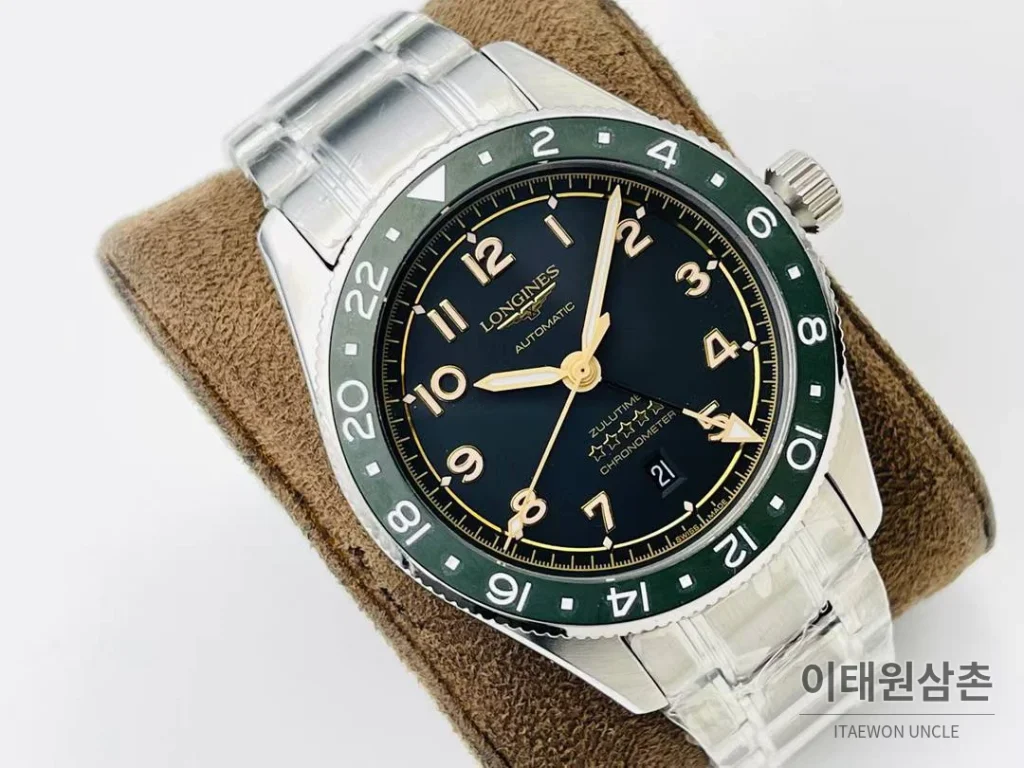 론진 스피릿 Zulu Time GMT 세라믹 베젤 블랙다이얼 오토매틱 42mm 스틸 브레이슬릿 (3)