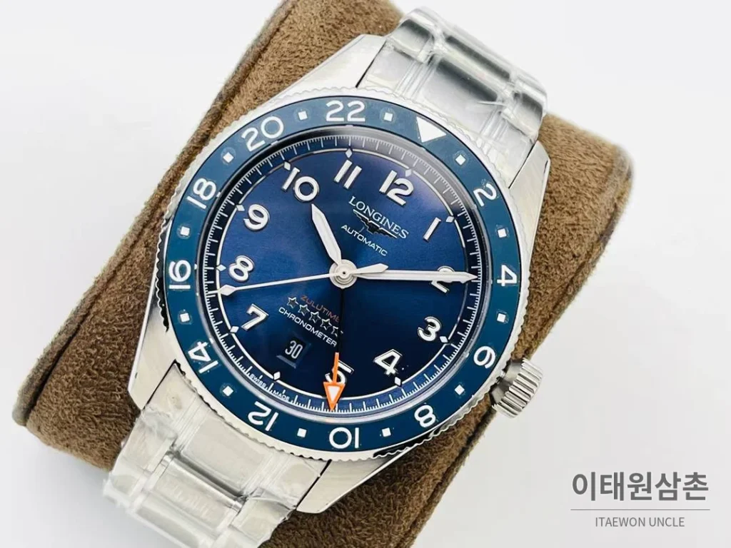론진 스피릿 Zulu Time GMT 세라믹 베젤 블랙다이얼 오토매틱 42mm 스틸 브레이슬릿 (2)