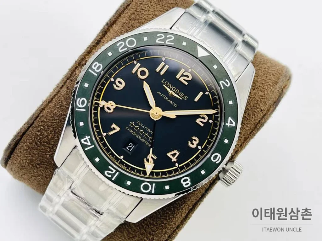 론진 스피릿 Zulu Time GMT 세라믹 베젤 블랙다이얼 오토매틱 42mm 스틸 브레이슬릿 (3)