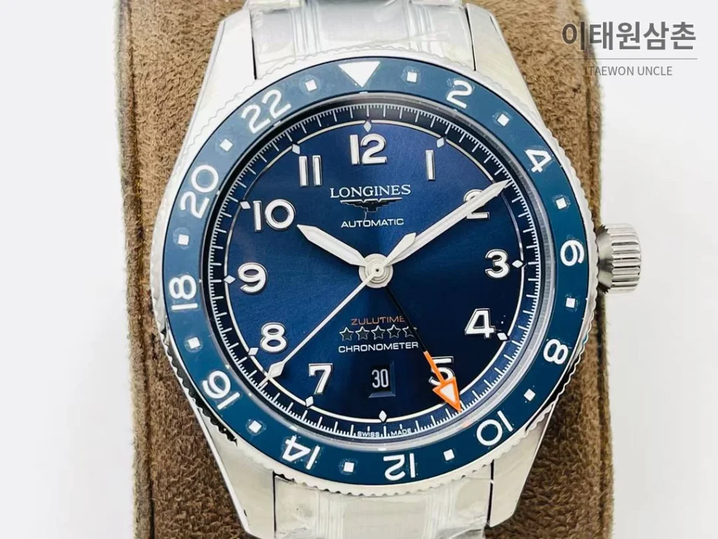 론진 스피릿 Zulu Time GMT 세라믹 베젤 블랙다이얼 오토매틱 42mm 스틸 브레이슬릿 (2)