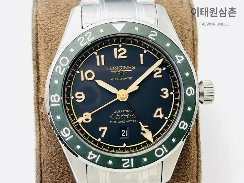 론진 스피릿 Zulu Time GMT 세라믹 베젤 블랙다이얼 오토매틱 42mm 스틸 브레이슬릿 (3)