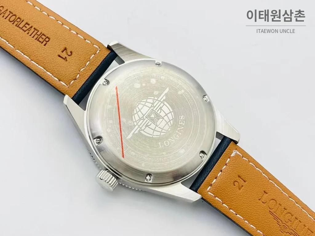 론진 스피릿 Zulu Time GMT 세라믹 베젤 블랙다이얼 오토매틱 42mm 네이비 가죽 스트랩