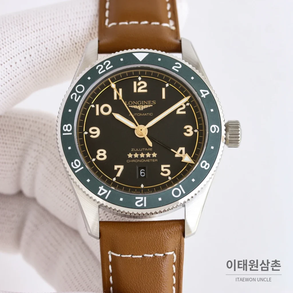 론진 스피릿 줄루타임 세라믹베젤 GMT 오토매틱 42mm 블랙 다이얼 스틸 브레이슬릿