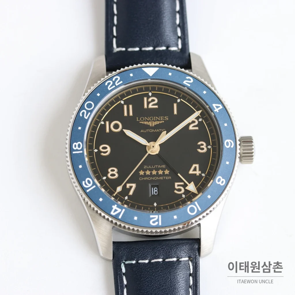 론진 스피릿 줄루타임 세라믹베젤 GMT 오토매틱 42mm 블랙 다이얼 스틸 브레이슬릿 (2)