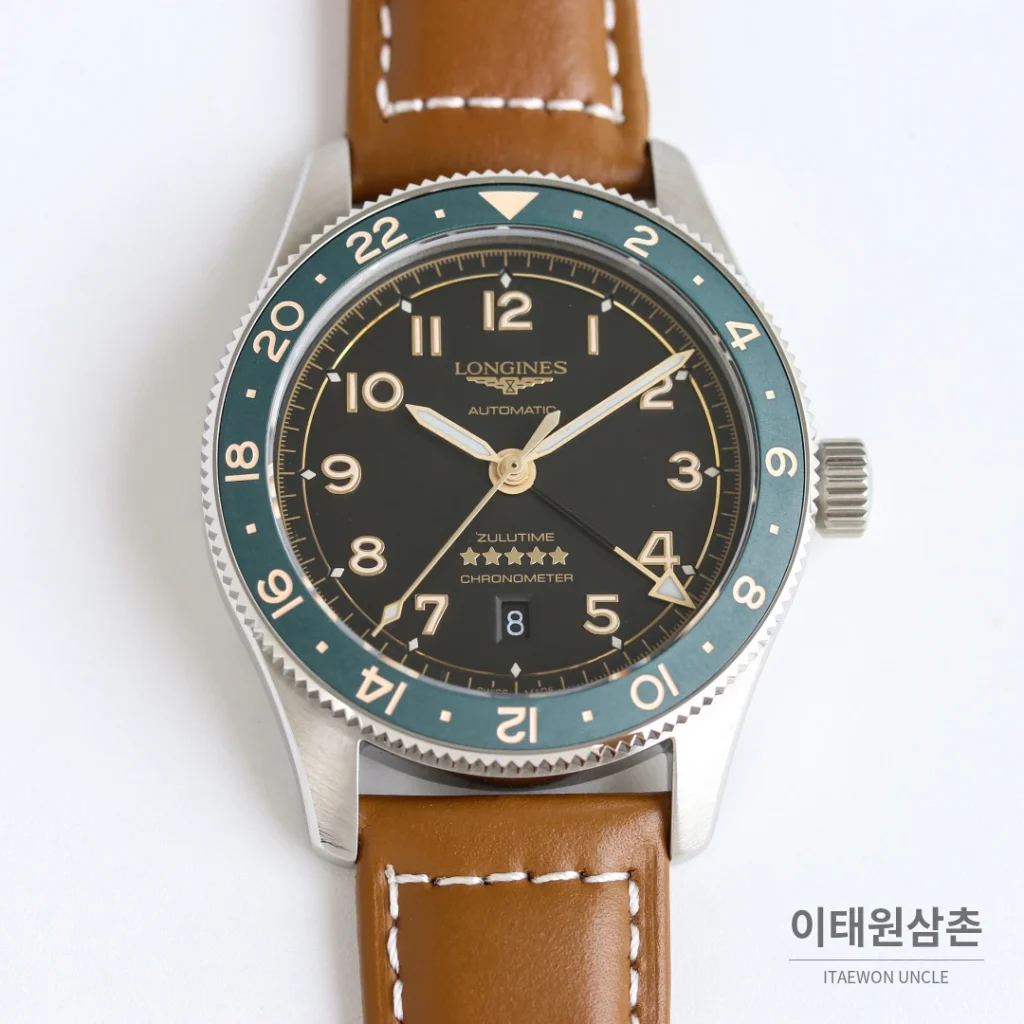 론진 스피릿 줄루타임 세라믹베젤 GMT 오토매틱 42mm 블랙 다이얼 스틸 브레이슬릿 (3)