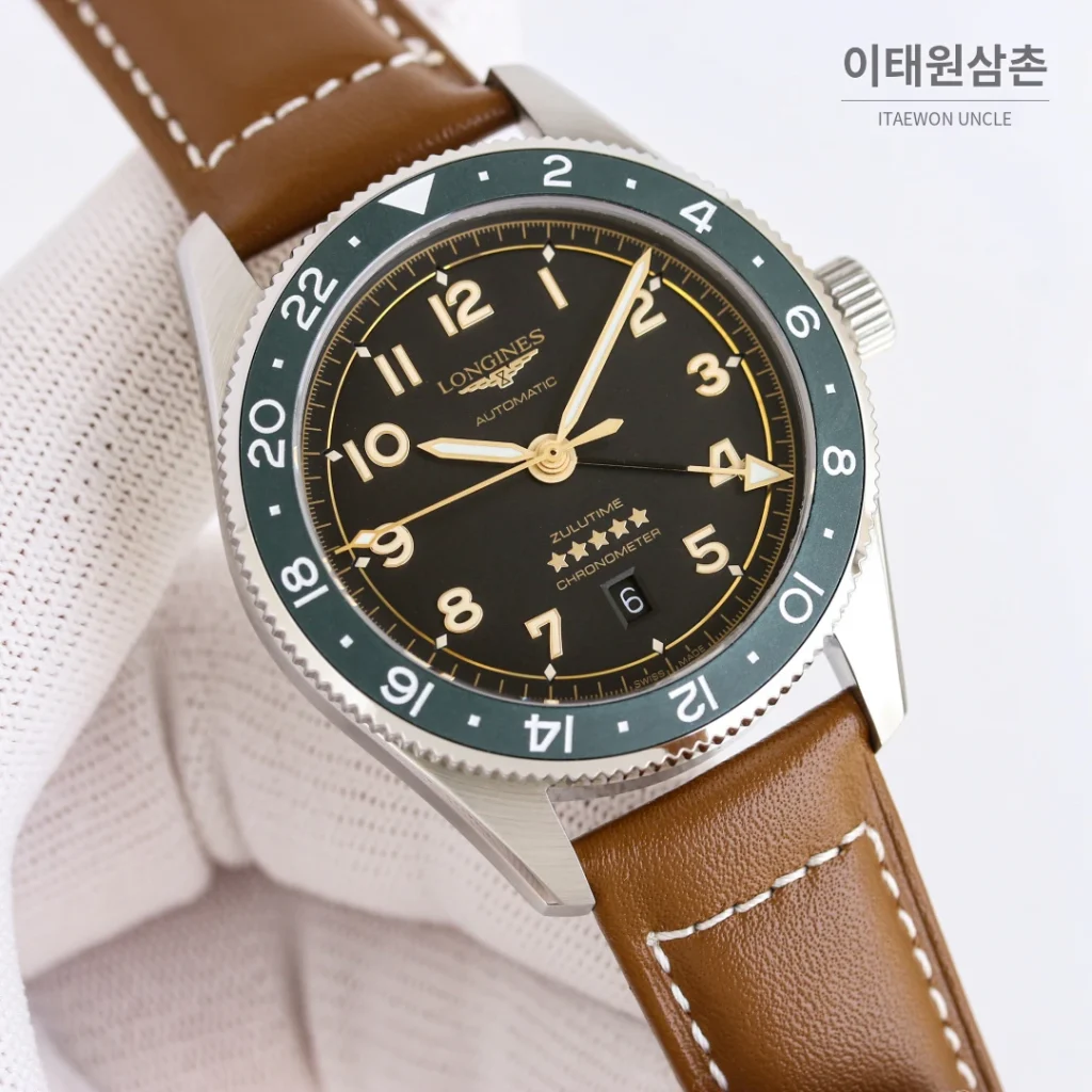 론진 스피릿 줄루타임 세라믹베젤 GMT 오토매틱 42mm 블랙 다이얼 스틸 브레이슬릿
