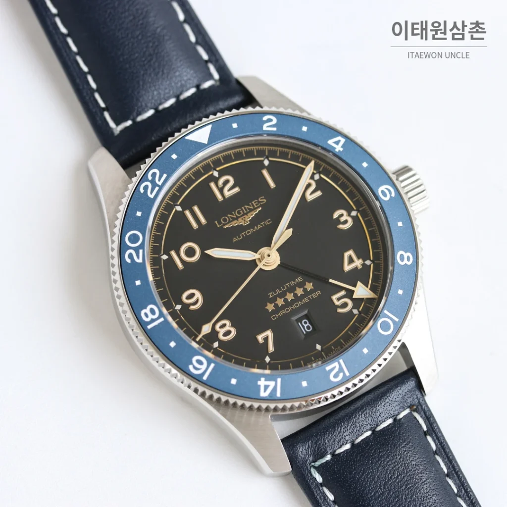 론진 스피릿 줄루타임 세라믹베젤 GMT 오토매틱 42mm 블랙 다이얼 스틸 브레이슬릿 (2)
