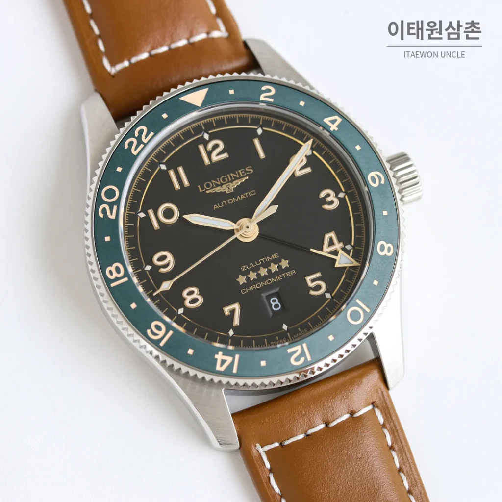 론진 스피릿 줄루타임 세라믹베젤 GMT 오토매틱 42mm 블랙 다이얼 스틸 브레이슬릿 (3)