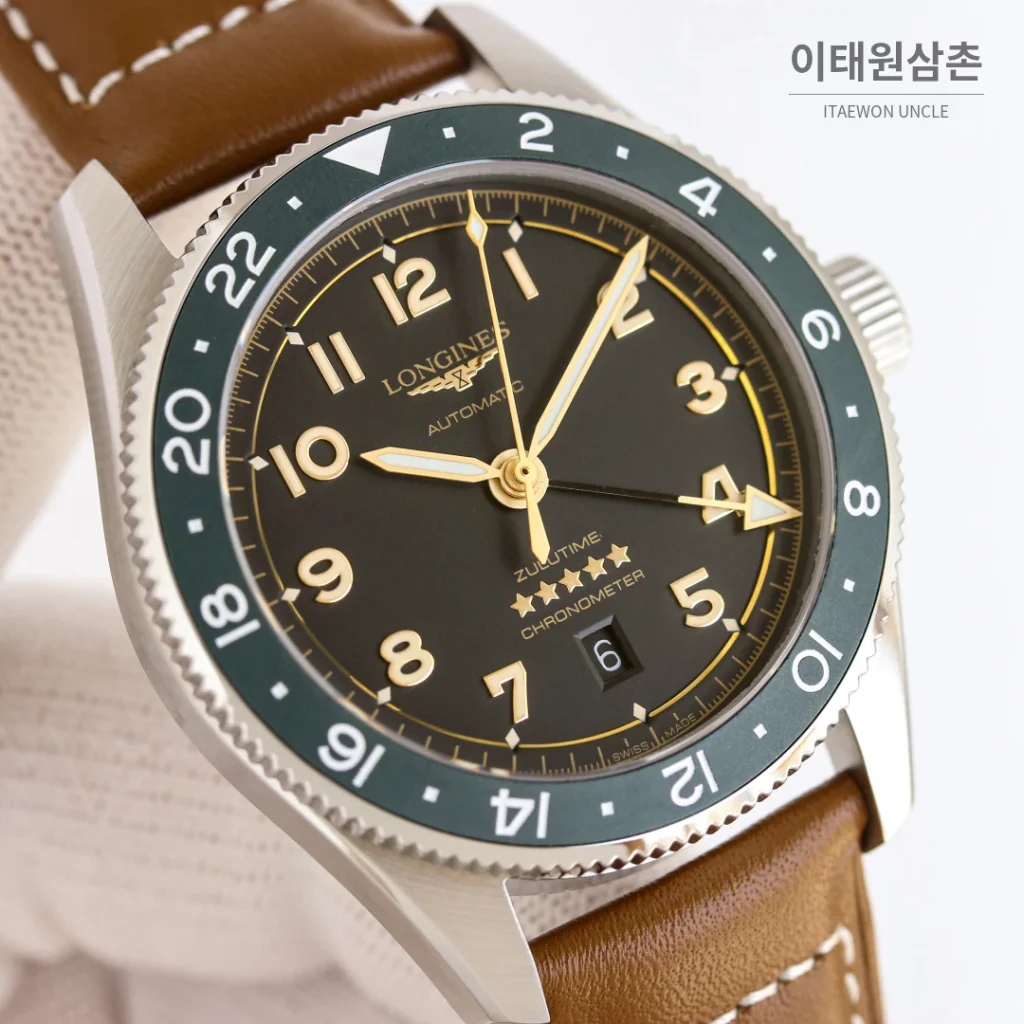 론진 스피릿 줄루타임 세라믹베젤 GMT 오토매틱 42mm 블랙 다이얼 스틸 브레이슬릿