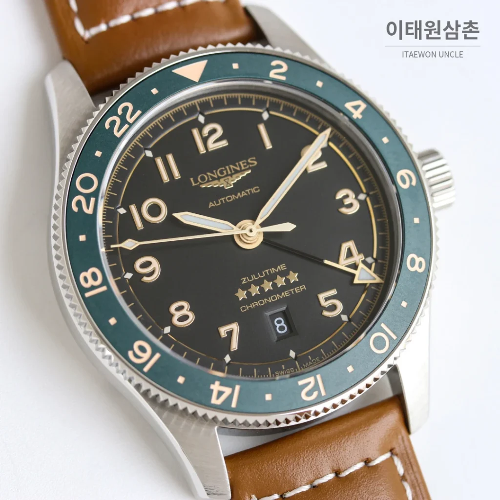 론진 스피릿 줄루타임 세라믹베젤 GMT 오토매틱 42mm 블랙 다이얼 스틸 브레이슬릿 (3)
