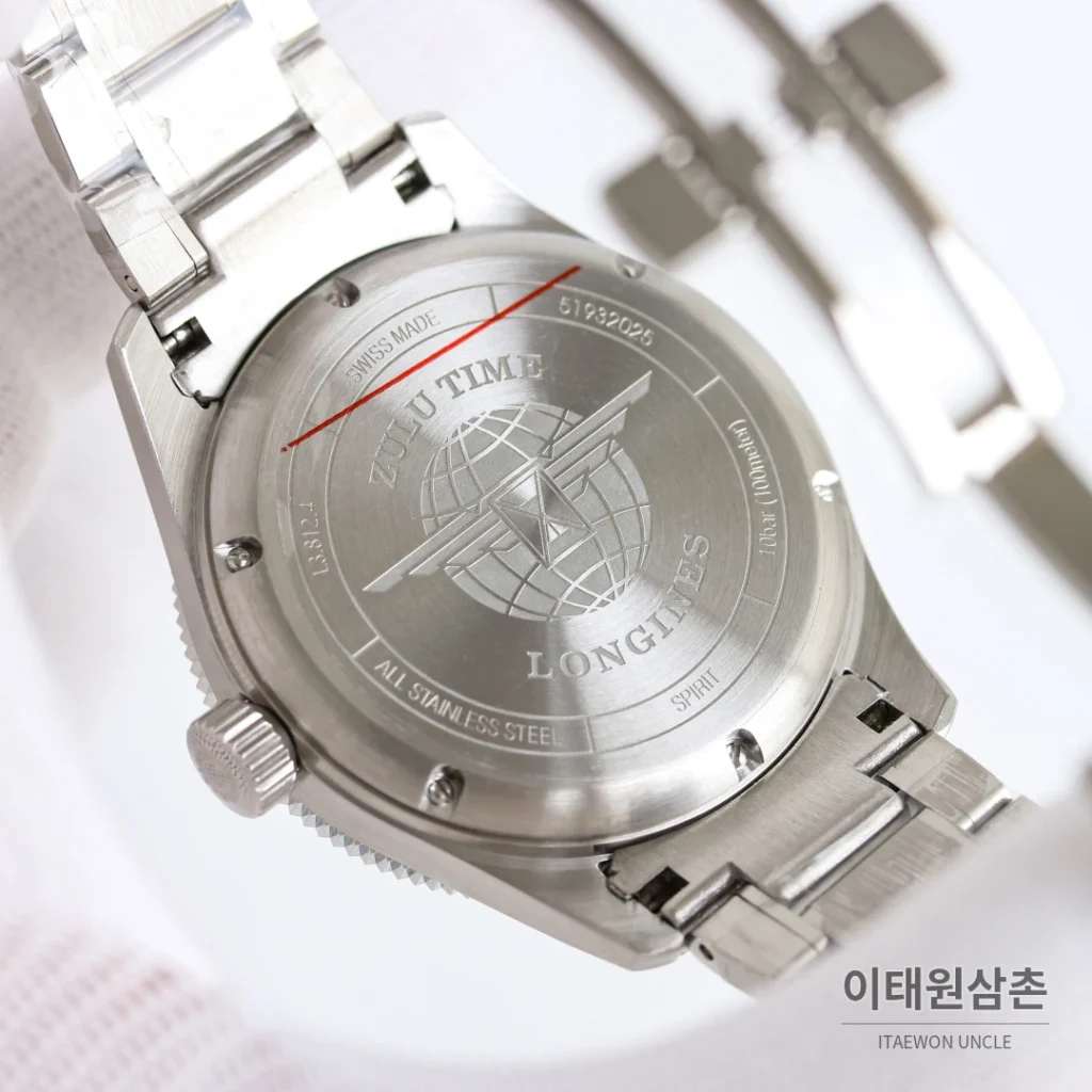 론진 스피릿 줄루타임 세라믹베젤 GMT 오토매틱 42mm 블랙 다이얼 브라운 가죽 스트랩 (2)
