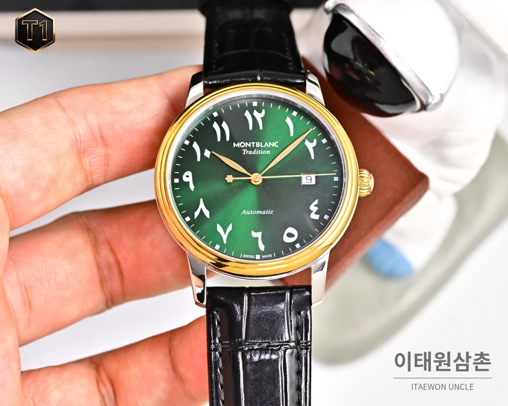 몽블랑 스타 레거시 이탈리안 카프스킨 블루스틸 핸즈 데이트 오토매틱 42mm 134359