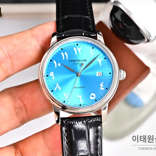 몽블랑 스타 레거시 터콰이즈 선레이 아라비아 인덱스 데이트 오토매틱 42mm