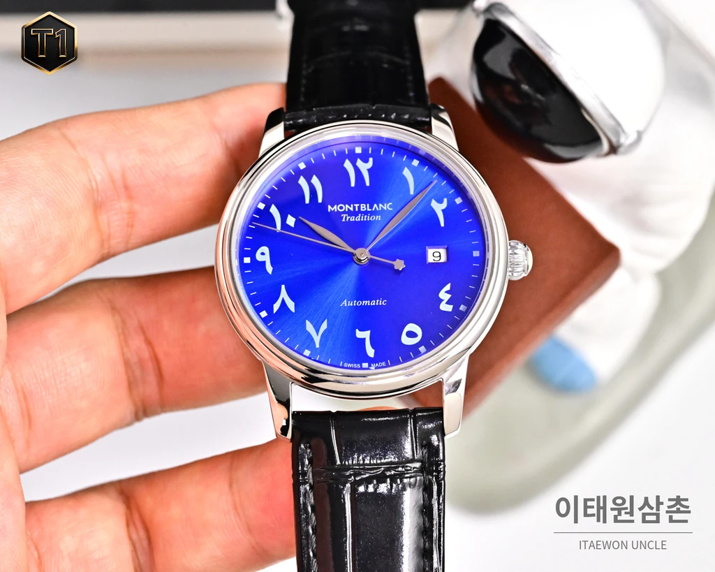 몽블랑 스타 레거시 터콰이즈 선레이 아라비아 인덱스 데이트 오토매틱 42mm
