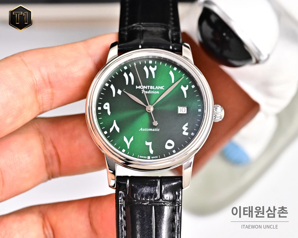 몽블랑 스타 레거시 터콰이즈 선레이 아라비아 인덱스 데이트 오토매틱 42mm