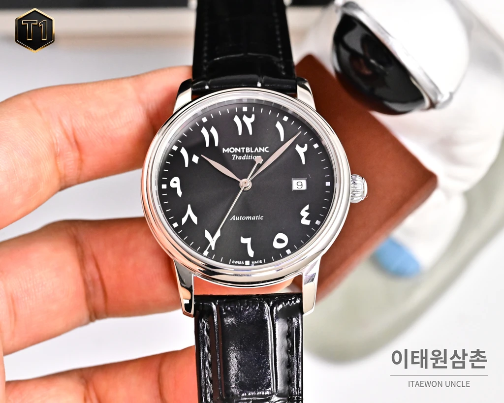 몽블랑 스타 레거시 터콰이즈 선레이 아라비아 인덱스 데이트 오토매틱 42mm