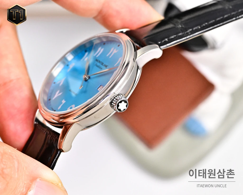 몽블랑 스타 레거시 터콰이즈 선레이 아라비아 인덱스 데이트 오토매틱 42mm