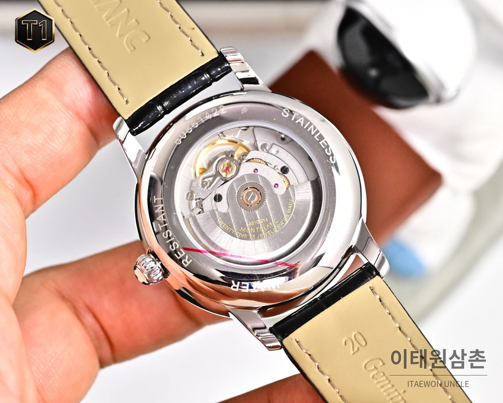 몽블랑 스타 레거시 터콰이즈 선레이 아라비아 인덱스 데이트 오토매틱 42mm