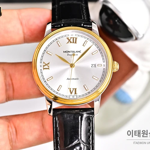 몽블랑 스타 레거시 투톤 실버 선레이 로만 인덱스 데이트 오토매틱 42mm