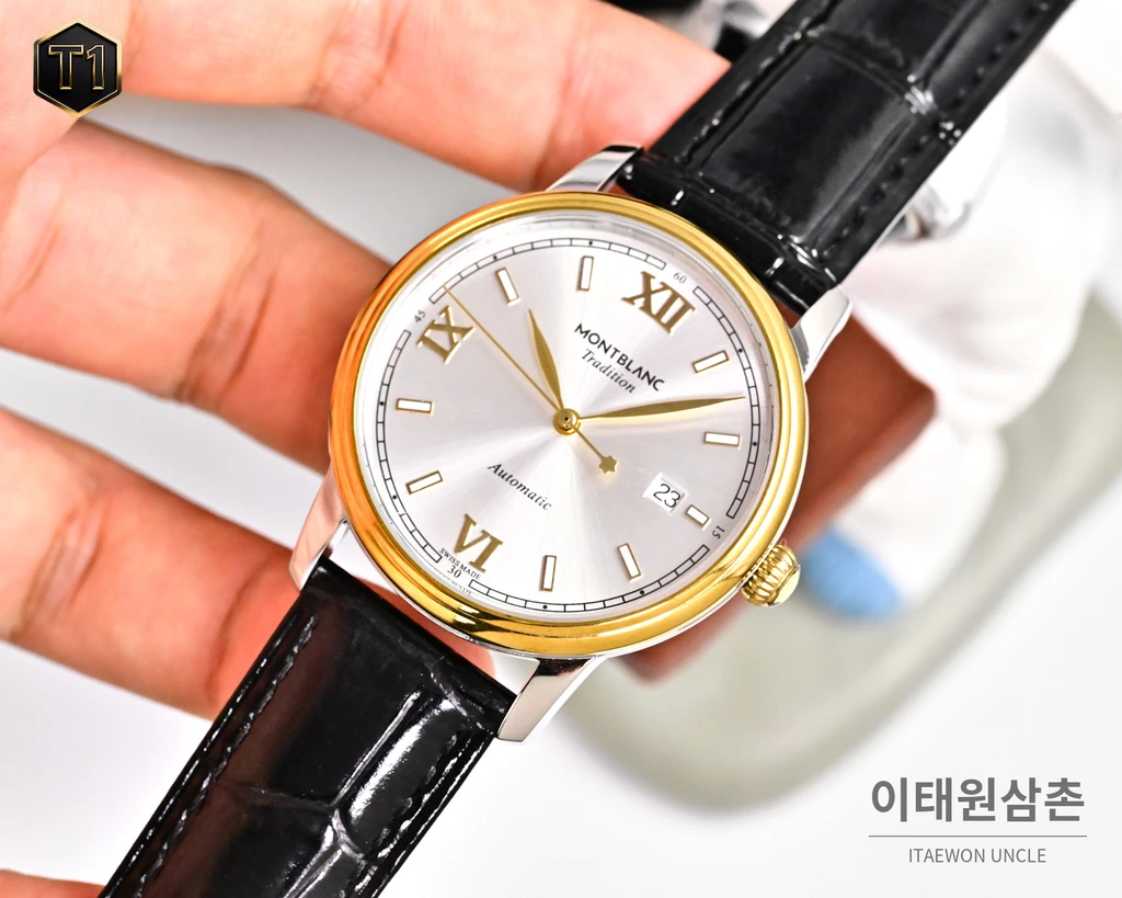 몽블랑 스타 레거시 투톤 실버 선레이 로만 인덱스 데이트 오토매틱 42mm