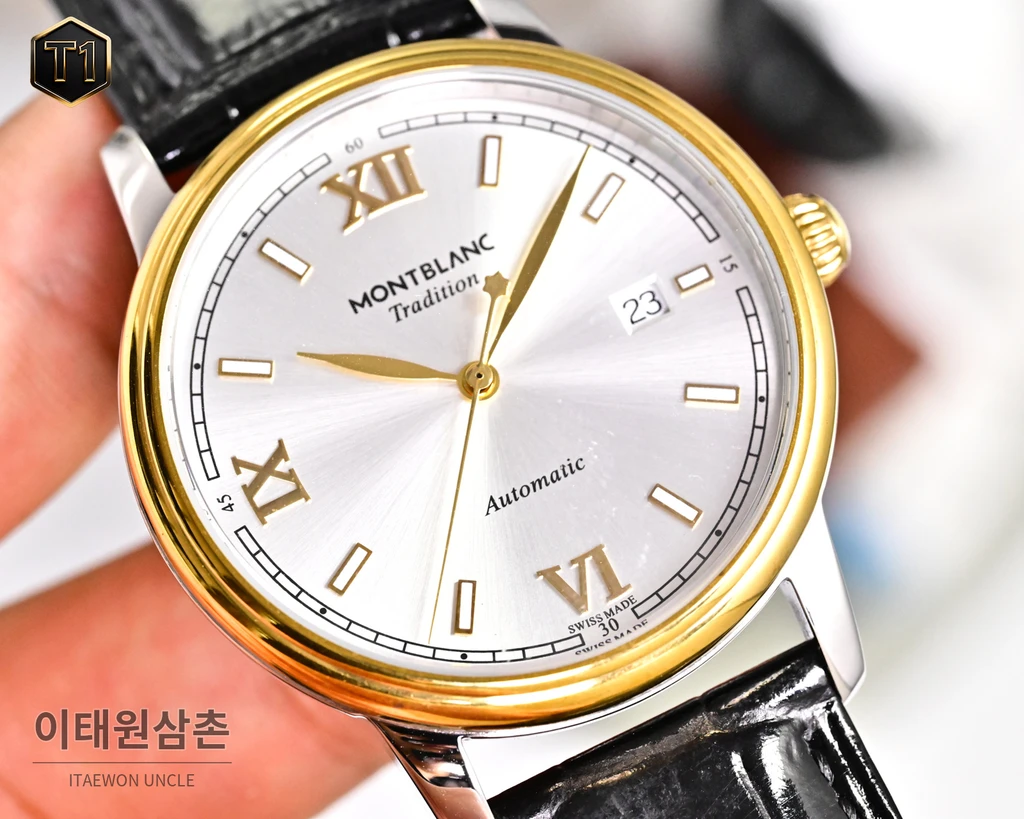 몽블랑 스타 레거시 투톤 실버 선레이 로만 인덱스 데이트 오토매틱 42mm