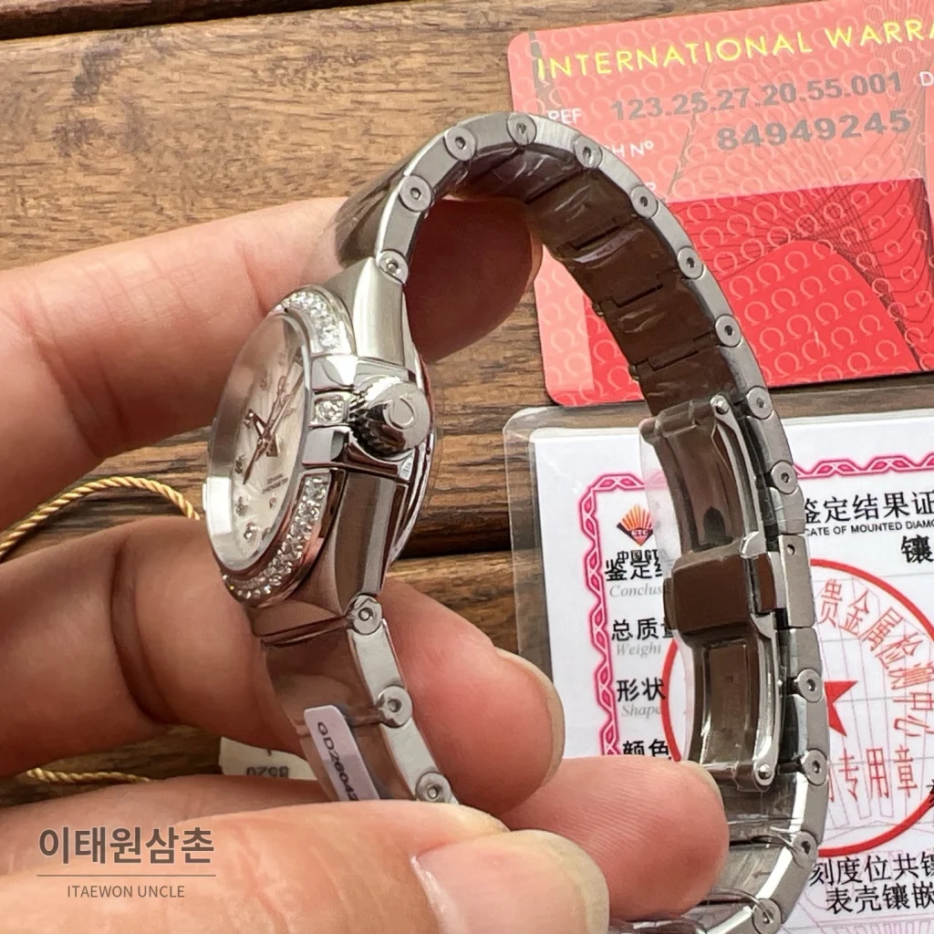 오메가 컨스텔레이션 4세대 블랙다이얼 다이아몬드 오토매틱 시계 27mm 스틸 브레이슬릿