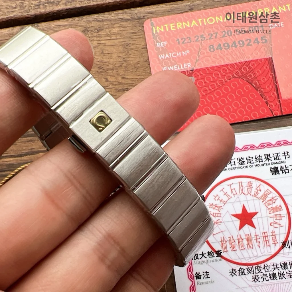 오메가 컨스텔레이션 4세대 블랙다이얼 다이아몬드 오토매틱 시계 27mm 스틸 브레이슬릿