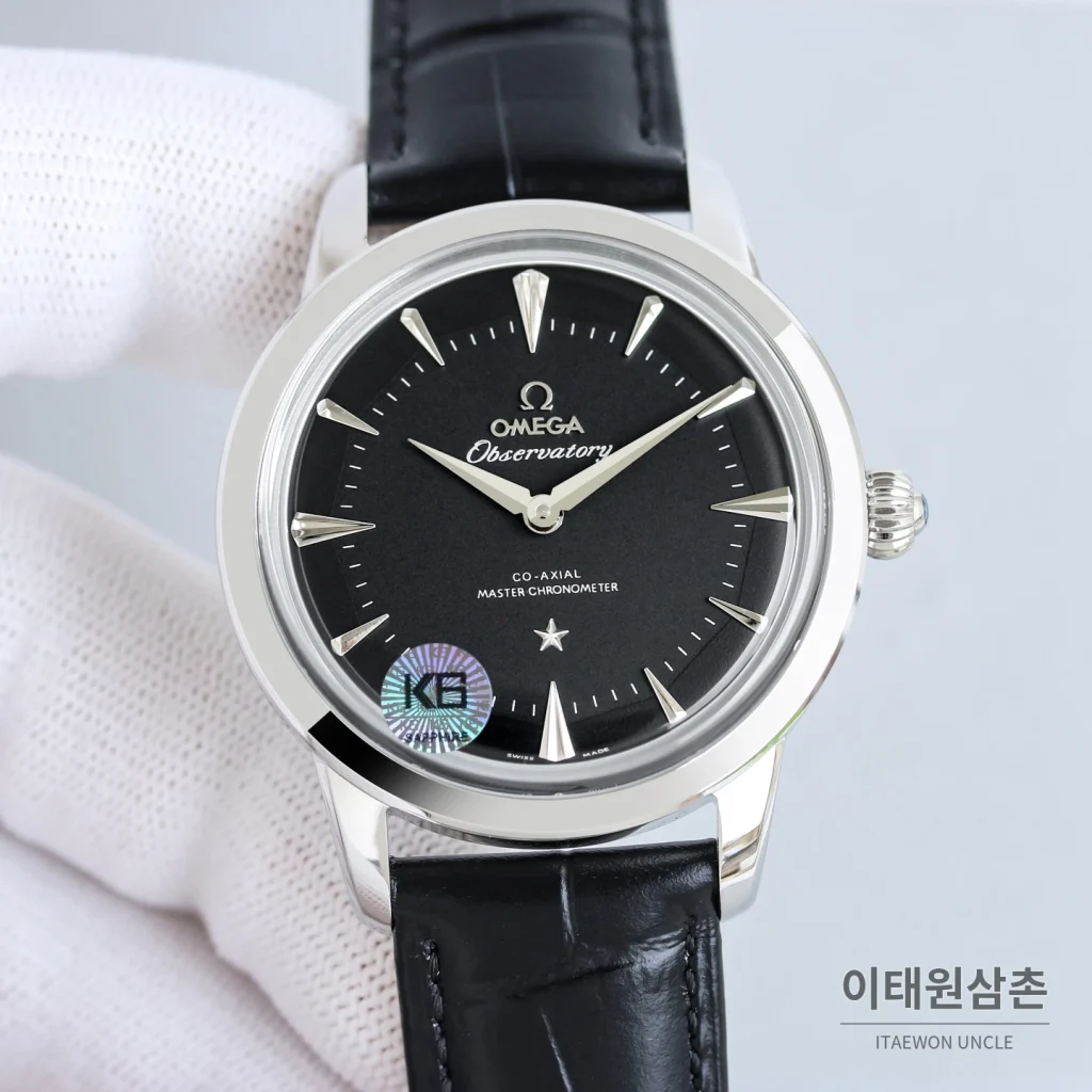 오메가 컨스텔레이션 오토매틱 40mm 블랙 다이얼 블랙 가죽 스트랩