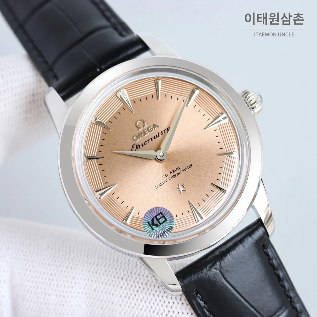 오메가 컨스텔레이션 오토매틱 40mm 샴페인 다이얼 블랙 가죽 스트랩
