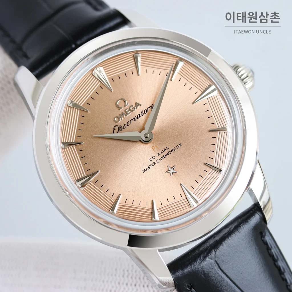 오메가 컨스텔레이션 오토매틱 40mm 샴페인 다이얼 블랙 가죽 스트랩