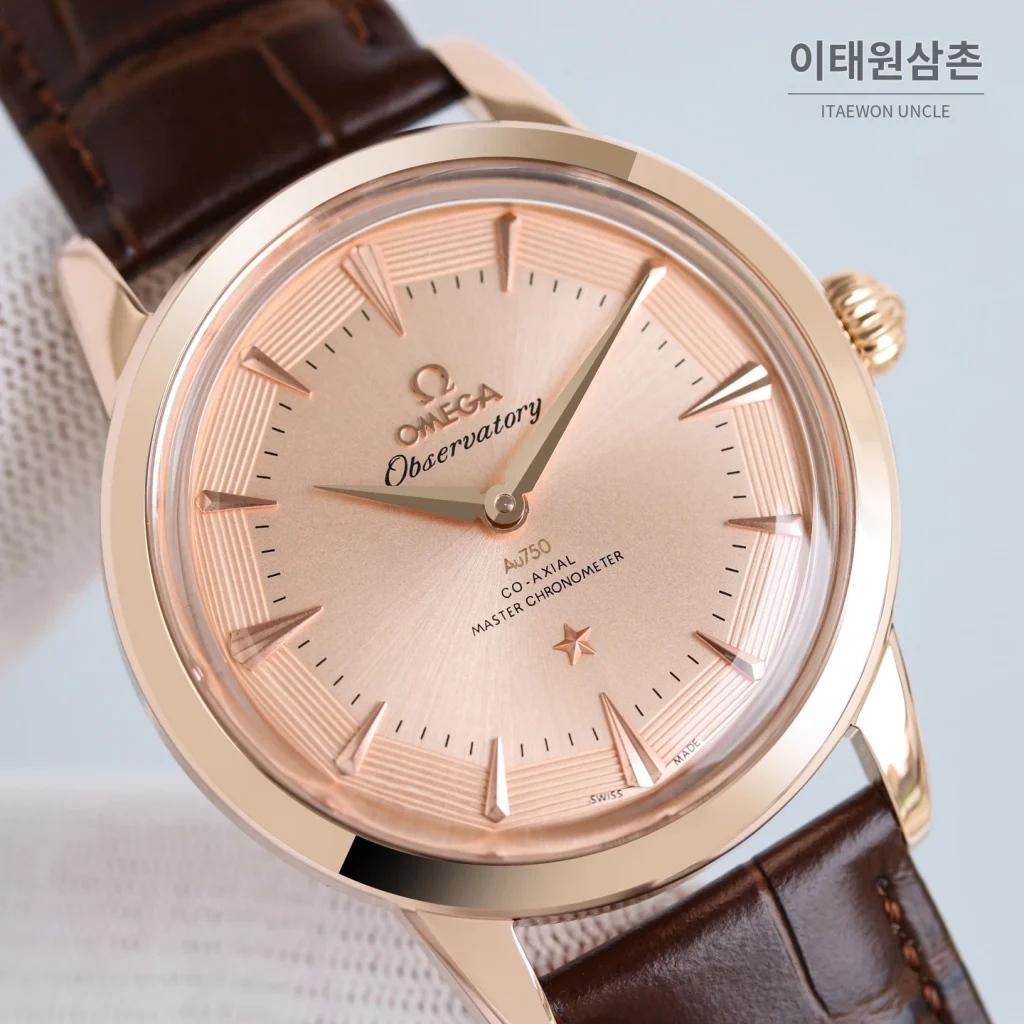 오메가 컨스텔레이션 오토매틱 40mm 샴페인 다이얼 브라운 가죽 스트랩
