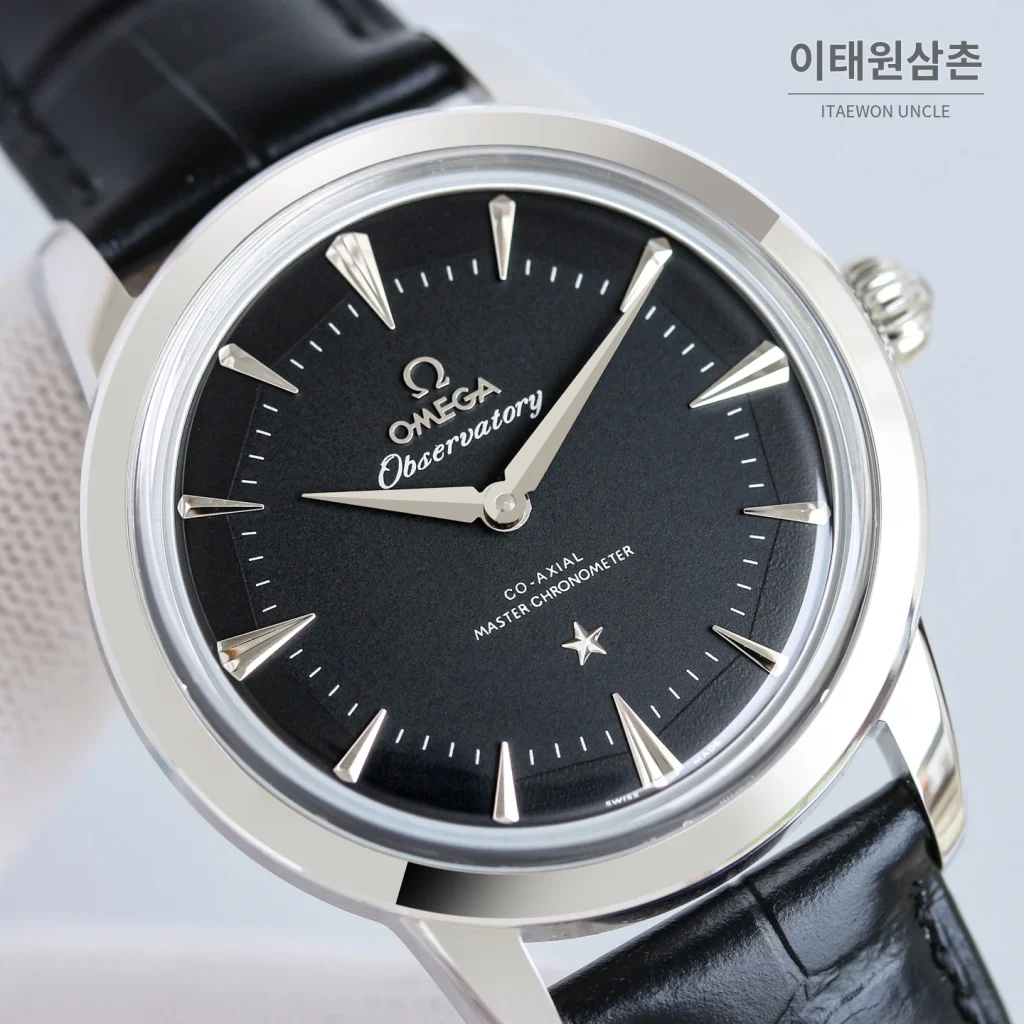 오메가 컨스텔레이션 오토매틱 40mm 블랙 다이얼 블랙 가죽 스트랩